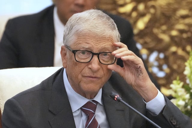 Microsoft co-founder Bill Gates during a meeting with Indonesian President Prabowo Subianto at Merdeka Palace in Jakarta, Indonesia, Wednesday, May 7, 2025.
