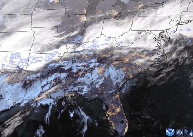 Banner image of severe thunderstorms over the central and southern U.S. via NOAA Satellites.