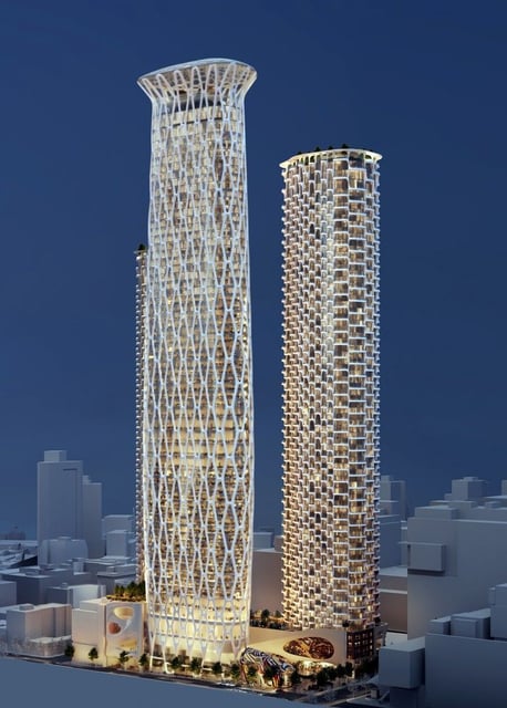  An illustration showing a development proposed for downtown Vancouver from the Holborn Group and designed by Henriquez Partners Architects. Sectional view from Seymour Street looking east. Credit: Norm Li