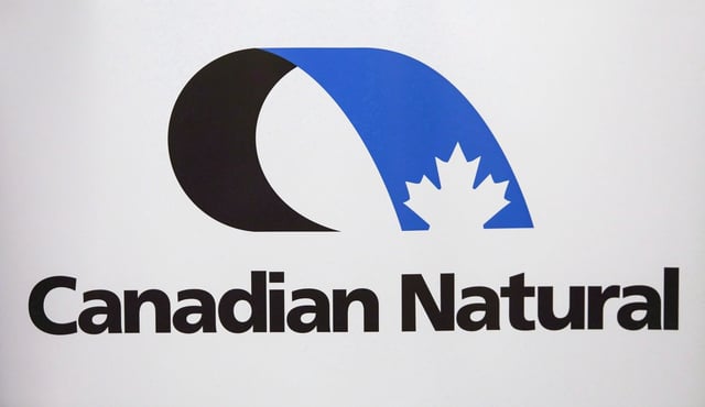 Canadian Natural Resources logo is shown at the company's annual meeting in Calgary on May 4, 2017. THE CANADIAN PRESS/Jeff McIntosh