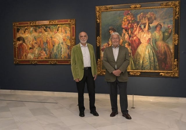 El presidente de la Fundación Bancaja, Rafael Alcón, y el comisario de la muestra, Francisco Javier Pérez Rojas