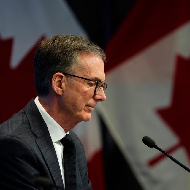 Governor of the Bank of Canada Tiff Macklem participates in a news conference on the Bank's interest rate announcement and the quarterly Monetary Policy Report (MPR), in Ottawa, on Wednesday, April 16, 2025. THE CANADIAN PRESS/Justin Tang