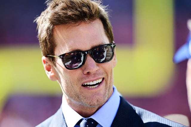 Sep 8, 2024; Cleveland, Ohio, USA; Fox Sports broadcaster Tom Brady talks on the field before the game between the Cleveland Browns and the Dallas Cowboys at Huntington Bank Field. Ken Blaze-Imagn Images/ File Photo
