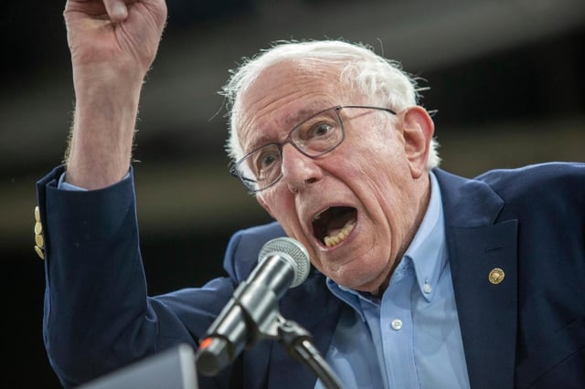 Sen. Bernie Sanders, I-Vt., said he would not apologize for his private air travel for his “FIghting Oligarchy” tour. He and Rep. Alexandria Ocasio-Cortez, D-N.Y., have crossed the country holding rallies against President Donald Trump and Department of Government Efficiency head Elon Musk. (KYLE GREEN/AP)