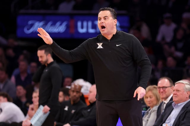 Mar 14, 2024; New York City, NY, USA; Xavier Musketeers head coach Sean Miller coaches against the Connecticut Huskies during the first half at Madison Square Garden. Mandatory Credit: Brad Penner-USA TODAY Sports/File Photo