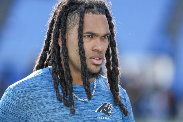 Dec 1, 2024; Charlotte, North Carolina, USA;  Carolina Panthers running back Jonathon Brooks (24) during pregame warmups against the Tampa Bay Buccaneers at Bank of America Stadium. Mandatory Credit: Jim Dedmon-Imagn Images/File Photo