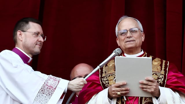 Newly elected Pope Leo XIV, Cardinal Robert Prevost of the Unites States delivers the Urbi et Orbi (to the city and to the world) message from the balcony of St. Peter's Basilica, at the Vatican, May 8, 2025. 