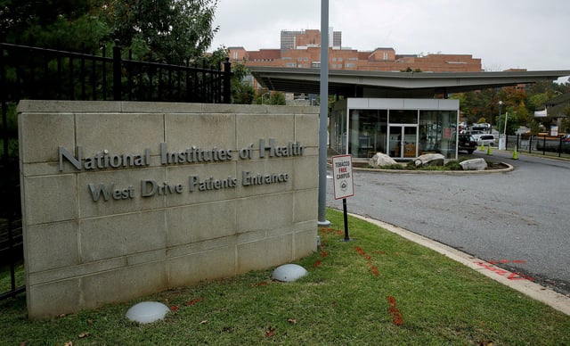 The patient's entrance at the National Institutes of Health is shown in Bethesda, Maryland October 16, 2014.  REUTERS/Gary Cameron/File Photo