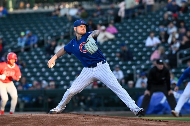 MESA, ARIZONA – MARCH 15, 2025: Cade Horton #70 of the Chicago Cubs throws a pitch during the first inning of a spring training Spring Breakout game against the Los Angeles Angels at Sloan Park on March 15, 2025 in Mesa, Arizona. (Photo by David Durochik/Diamond Images via Getty Images)