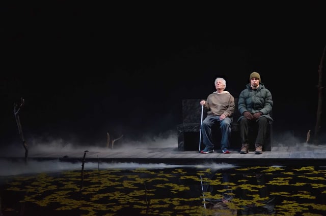 Bill Buell as Old Man, left, and Daniel Croix as Young Man in Berkeley Repertory Theatre’s “The Aves.”