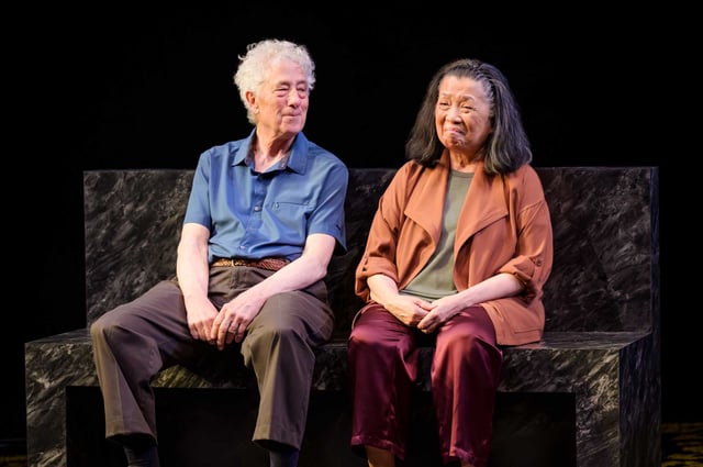Bill Buell as Old Man, left, and Mia Katigbak as Old Woman in “The Aves.”