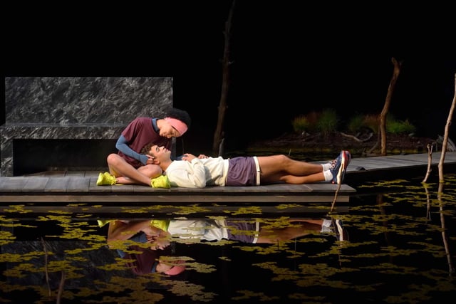 Laakan McHardy as Young Woman, left, and Daniel Croix as Young Man in “The Aves.”
