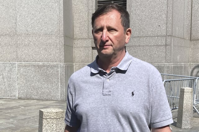 FILE - Alexander Mashinsky, founder and former chief executive of the failed cryptocurrency lending platform Celsius Network, leaves Manhattan federal court, July 13, 2023, in New York. (AP Photo/Lawrence Neumeister, File)
