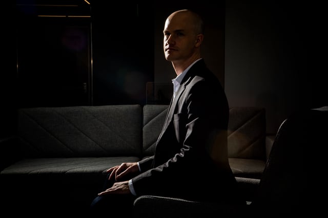 Coinbase CEO Brian Armstrong sits for a portrait in their San Francisco headquarters. (Christie Hemm Klok/Getty Images)