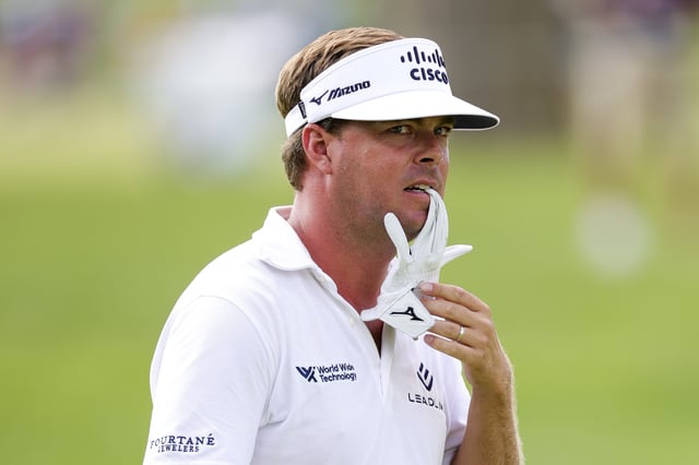 FLOURTOWN, PENNSYLVANIA - MAY 08: Keith Mitchell looks on while playing the ninth hole during the first round of the Truist Championship 2025 at The Wissahickon at Philadelphia Cricket Club on May 08, 2025 in Flourtown, Pennsylvania.