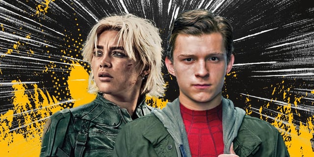 Custom image of Florence Pugh's Yelena Belova with Tom Holland's Spider-Man