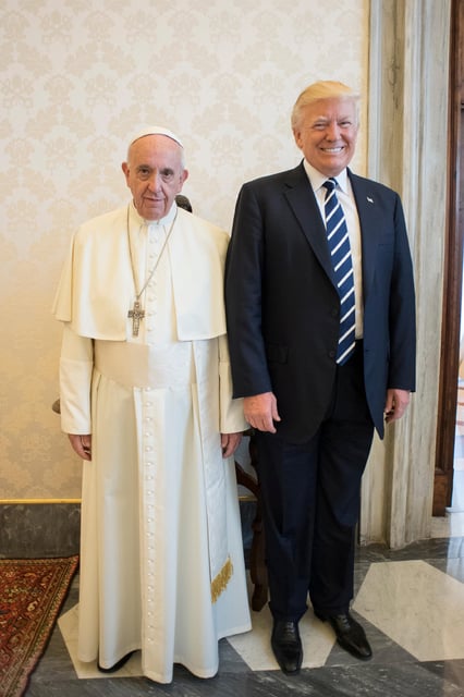 Pope Francis meets with President Donald Trump during a private audience at the Vatican on May 24, 2017.