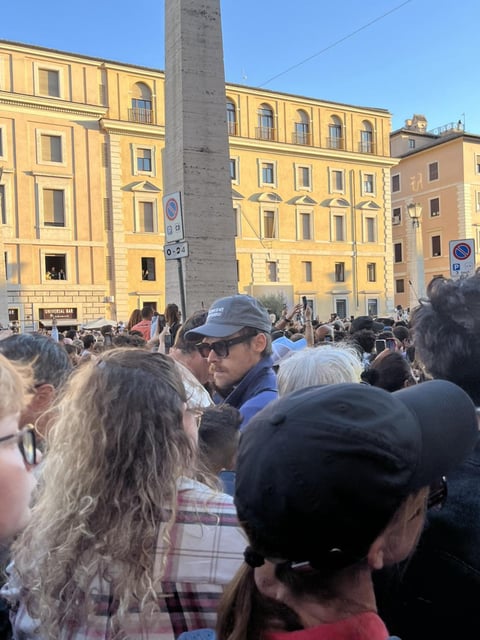 Harry Styles in the crowd outside St Peter's