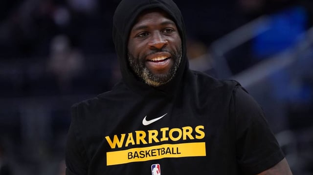 Apr 9, 2025; San Francisco, California, USA; Golden State Warriors forward Draymond Green (23) prepares to warm up before the game against the San Antonio Spurs at Chase Center. Mandatory Credit: David Gonzales-Imagn Images