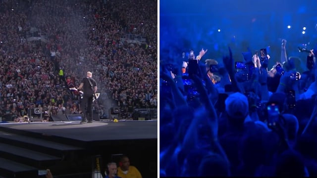 Metallica performing Enter Sandman at Virginia Tech’s Lane Stadium. 