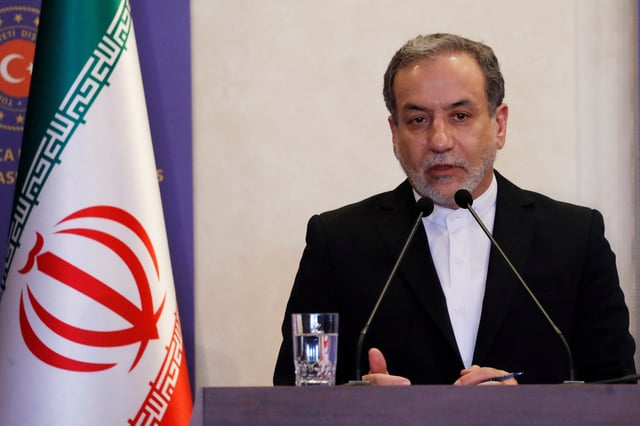 Iranian Foreign Minister Abbas Araqchi speaks during a joint press conference with his Turkish counterpart Hakan Fidan (not pictured) in Istanbul, Turkey, October 19, 2024. REUTERS/Dilara Senkaya/File Photo