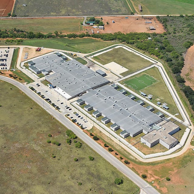 South Texas ICE Processing Center is seen in an undated photo from the Geo Group, the company that operates the site.