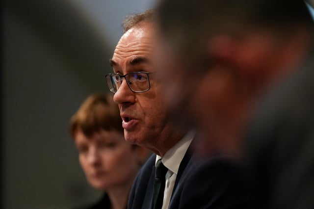 Bank of England Governor Andrew Bailey speaks during the Monetary Policy Report press conference in London, Britain, May 8, 2025. REUTERS/Carlos Jasso/Pool