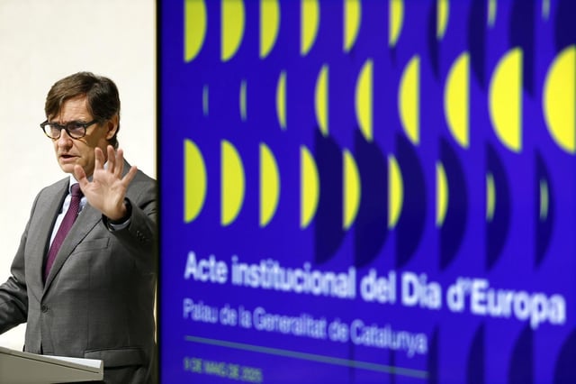 El president Salvador Illa en el acto institucional del Día de Europa en la Generalitat.