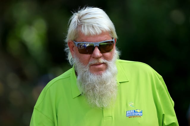 JACKSONVILLE, FLORIDA - OCTOBER 04: John Daly walks off the second hole during the first round of the Constellation FURYK &amp; FRIENDS 2024 at Timuquana Country Club on October 04, 2024 in Jacksonville, Florida. (Photo by Sam Greenwood/Getty Images)