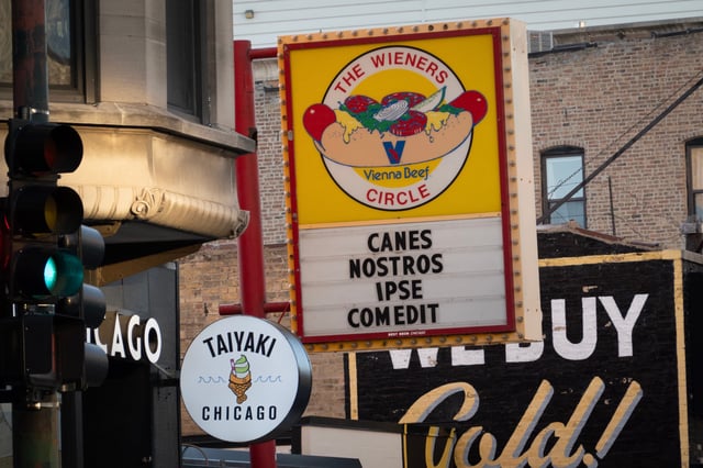 The Wieners Circle, a famous Chicago hot dog stand, celebrates with a sign written in Latin which reads "He has eaten our dogs." The sign was put on display after learning that Cardinal Robert Prevost was named the first American leader of the Catholic Church.