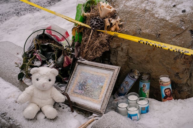 Objects left for a makeshift memorial sit at the site of the quadruple murder on January 3, 2023, in Moscow, Idaho.