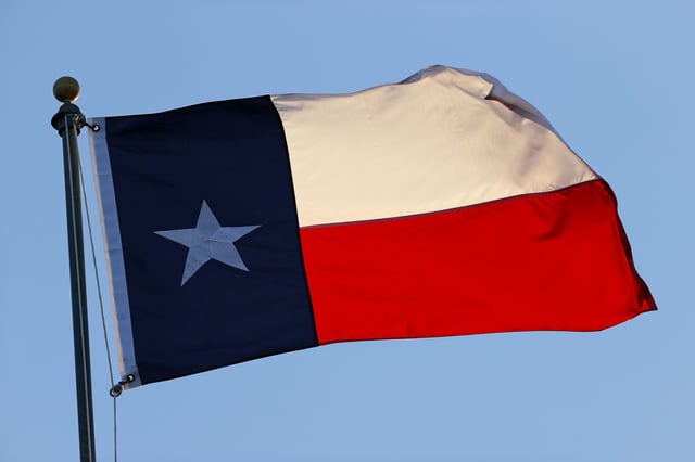 Stock photograph showing the Texas state flag in the wind on Day 8 of the U.S. Mens Clay Court Championships at River Oaks Country Club on April 5, 2024 in Houston, Texas.