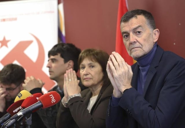 Maíllo, coordinador federal de IU, en una rueda de prensa en Ponferrada (León) hace un par de semanas