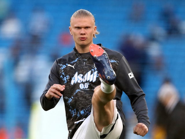 Soccer Football - Premier League - Manchester City v Wolverhampton Wanderers - Etihad Stadium, Manchester, Britain - May 2, 2025 Manchester City's Erling Haaland during the warm up before the match REUTERS/Scott Heppell/File Photo