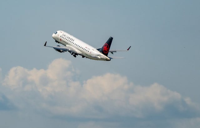 An Air Canada plane takes off from Montreal-Pierre Elliott Trudeau International Airport in Montreal, Friday, Sept. 13, 2024. 