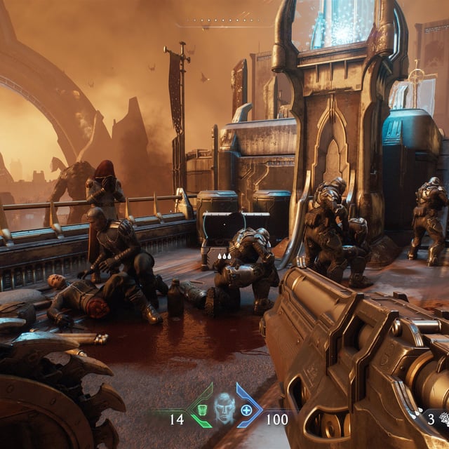 A screenshot from the PC version of Doom: The Dark Ages, using the Ultra quality preset
