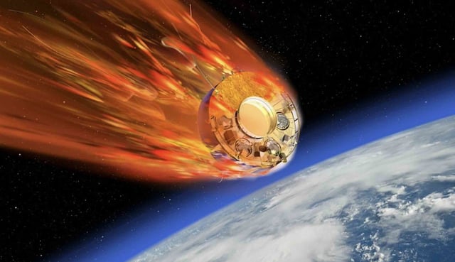 Artist's concept of a satellite reentry similar to Kosmos 482 (Credit: ESA/David Ducross/CC BY-SA 3.0 IGO)