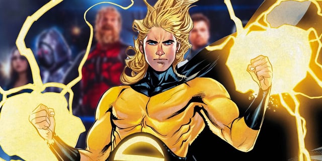 Custom image of Sentry from Marvel Comics against an image of the Thunderbolts in the MCU