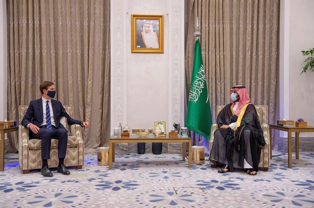 Kushner meets Saudi Crown Prince Mohammed bin Salman during his visit to Riyadh, Saudi Arabia, in 2020.