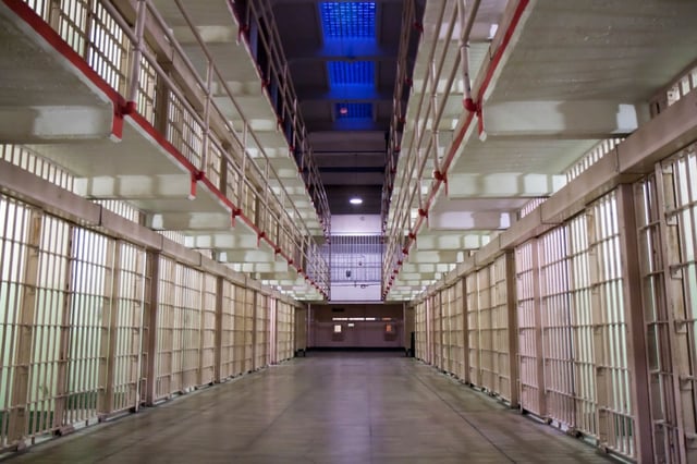 Alcatraz cells at night