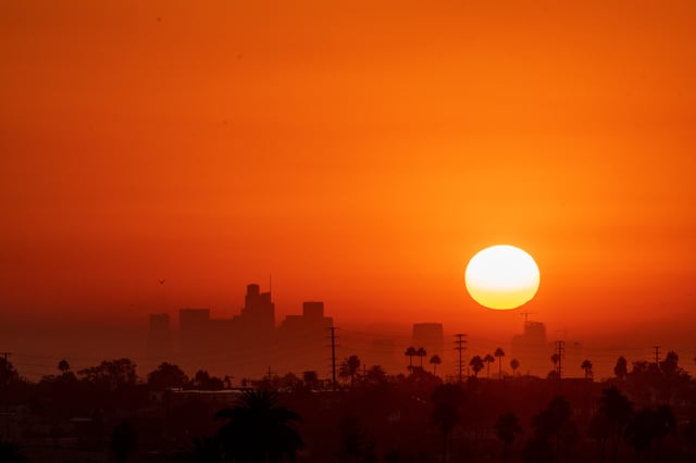 The sun rises in Los Angeles.