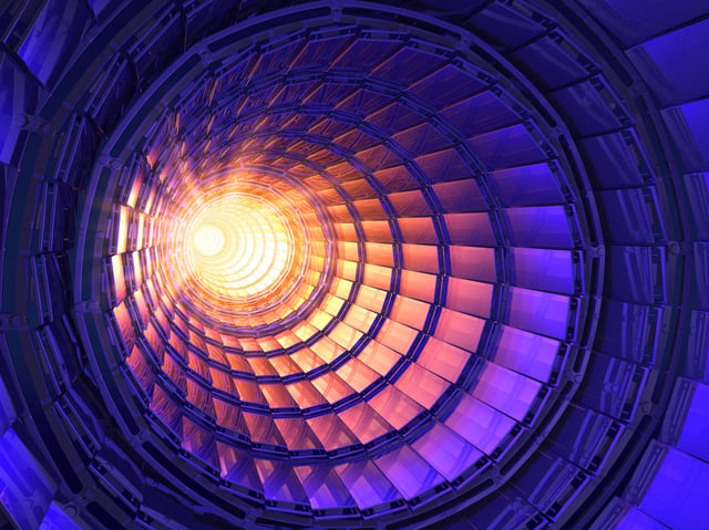 An image of the tunnel inside a large hadron collider.