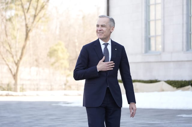Prime minister-designate Mark Carney arrives for a swearing in ceremony at Rideau Hall in Ottawa on Friday, March 14, 2025. THE CANADIAN PRESS/Adrian Wyld