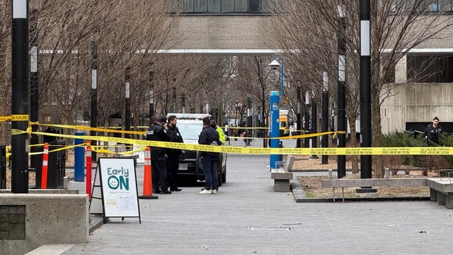 The incident took place on a pedestrian walkway at Toronto Metropolitan University's downtown campus on April 15.