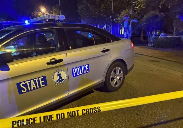 A file photo of a Virginia state police car at the scene of a crime.