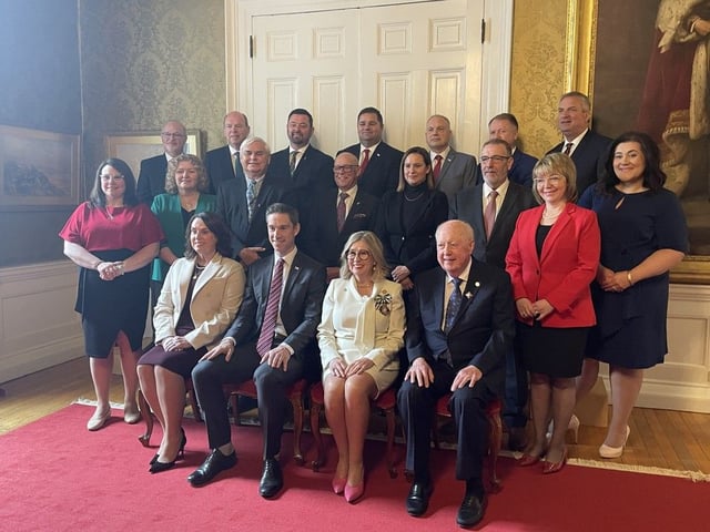 On May 9, 2025, John Hogan (bottom, second from right) was sworn in as NLs 15 premier. Not only was he sworn-in but he announced his cabinet, having them sworn-in as well.