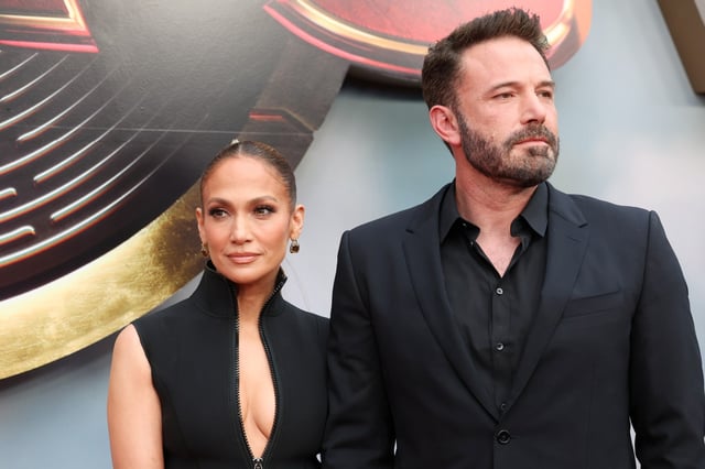 HOLLYWOOD, CALIFORNIA - JUNE 12: (L-R) Jennifer Lopez and Ben Affleck attend the Los Angeles premiere of Warner Bros. &#34;The Flash&#34; at Ovation Hollywood on June 12, 2023 in Hollywood, California. (Photo by Phillip Faraone/Getty Images)