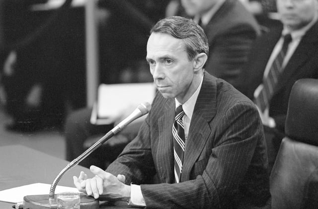 David H. Souter testifies during his Senate confirmation hearings to be a Supreme Court Justice in 1990.