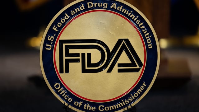 WASHINGTON, DC, UNITED STATES – APRIL 22: The logo for the Food and Drug Administration is seen ahead of a news conference on removing synthetic dyes from America’s food supply, at the Health and Human Services Headquarters in Washington, DC on April 22, 2025. (Photo by Nathan Posner/Anadolu via Getty Images)