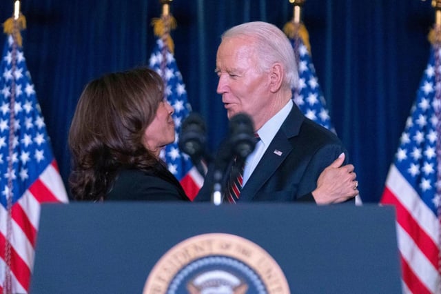 Former President Joe Biden and Vice President Kamala Harris have stepped back into the public eye in recent weeks for interviews and speeches where they railed against the Trump administration and congressional Republicans’ legislative agenda. (JOSE LUIS MAGANA/AP FILE)
